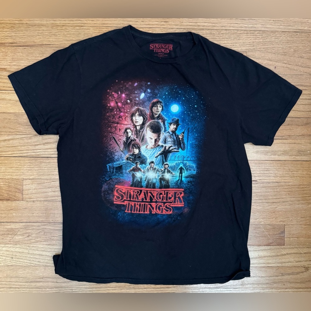 Stranger Things Black Graphic T-Shirt